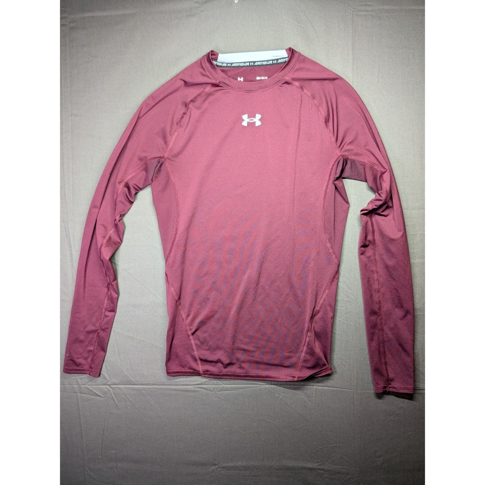Under Armour Mens HeatGear Compression Long Sleeve Shirt Maroon MD 1257471